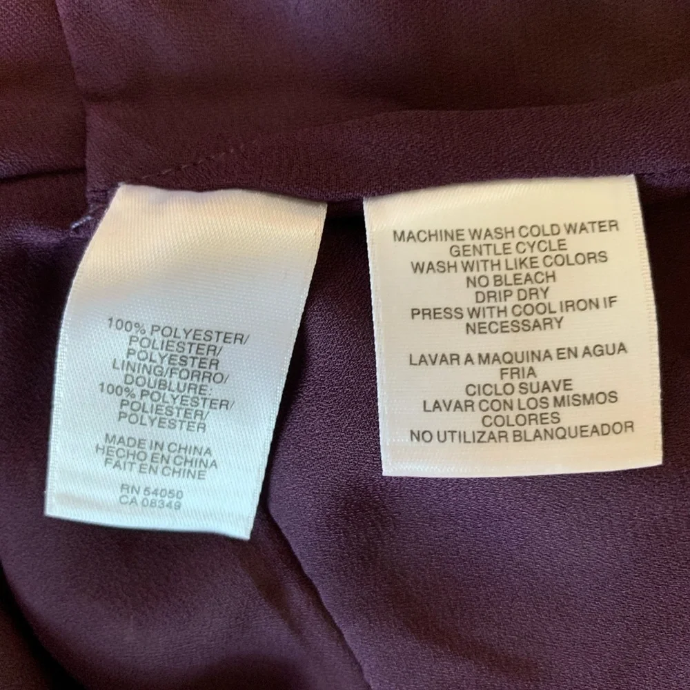 Jones New York Satin Plum Purple Watercolor Dress
